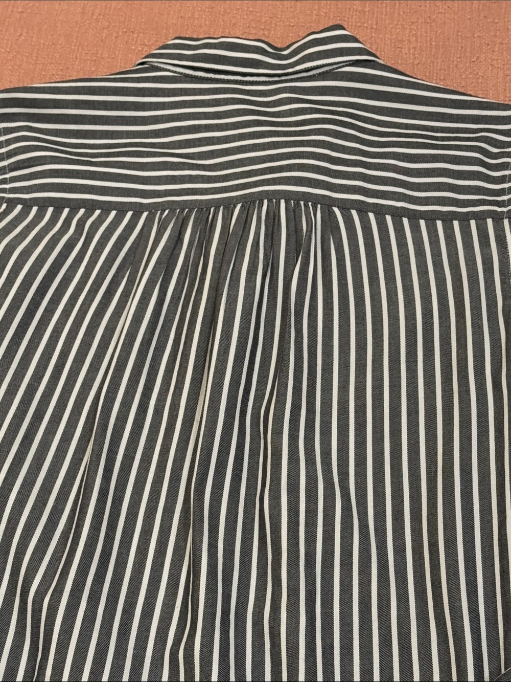 Black White Striped Shirt Dress - midi with fabric belt - Picture 15 of 16